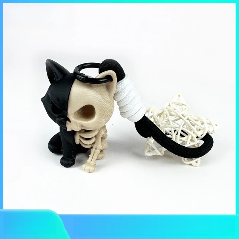 3D-geprint speelgoed sleutelhanger ambachtelijke kat schedel skelet hanger accessoire kinderspeelgoed cadeau