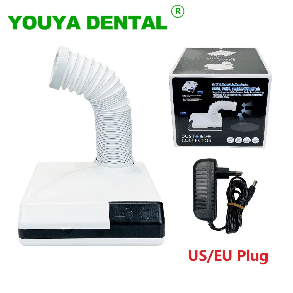 60W Dental Dust Collector Vacuum Cleaner Extractor Dust Suction Nail Art Machine  Dentistry Lab Equipment For Polishing With LED
