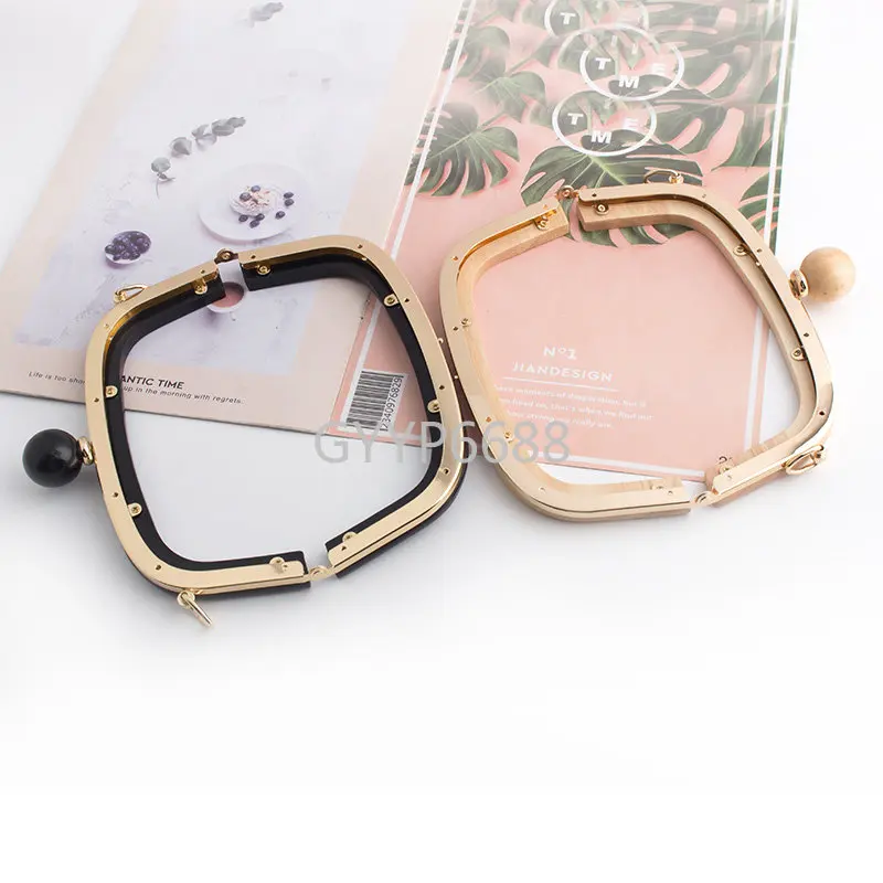 

Твердая деревянная металлическая застежка-поцелуй, ручки с замком для женщин, сменная рамка для кошелька, сумки на плечо, клатчи, аксессуары для рукоделия «сделай сам»