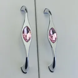 Multi-Color Crystal Glass Diamond Handle For Furniture Kitchen Cabinet Pulls Drawer Knob Wardrobe Cupboard Dresser Chrome Handle