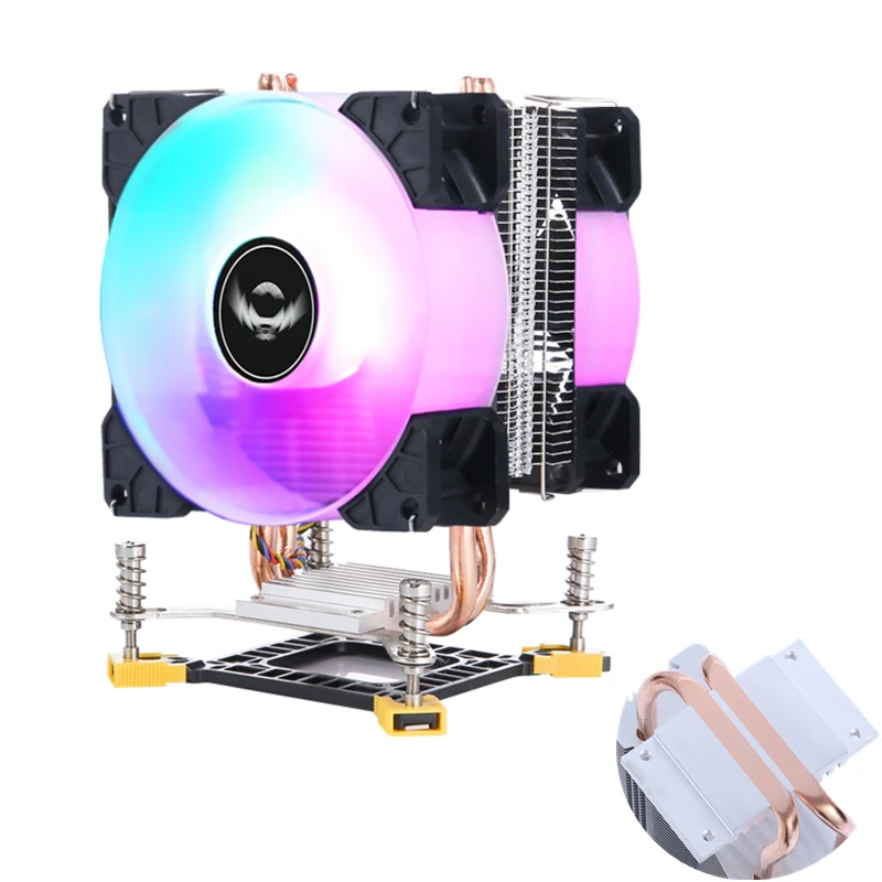 

CPU Cooler 2 Heatpipes 3PIN 4PIN PWM Processor Cooling Fan For Intel LGA 1151 1156 1200 1700 775 1150 1155 Silent PC Radiator