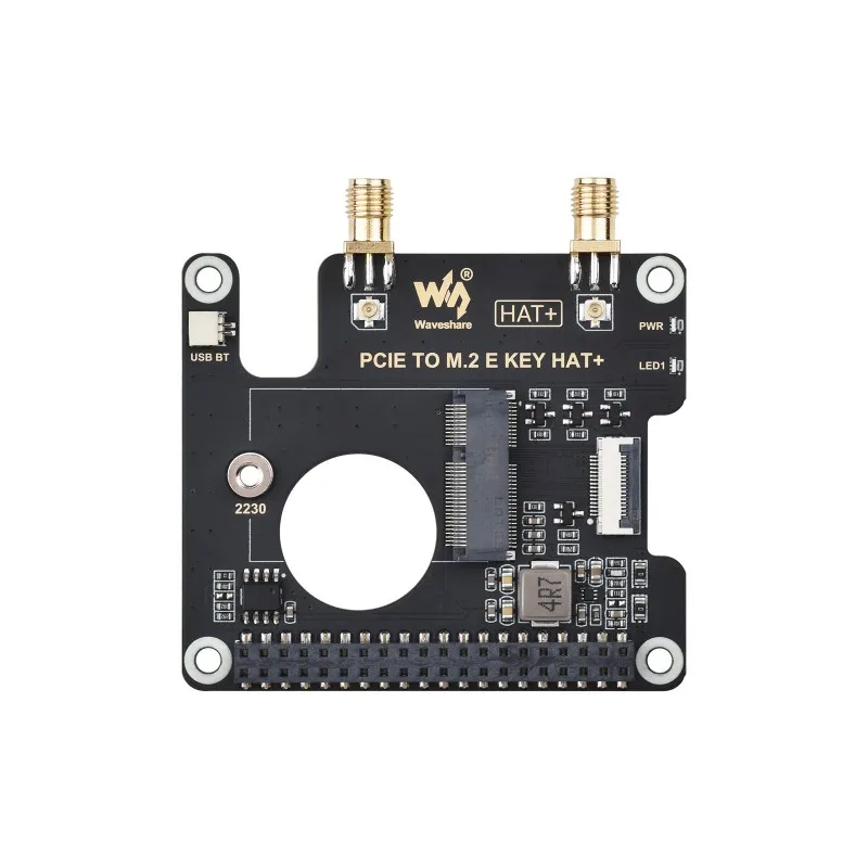 PCIe a M.2 E KEY HAT para Raspberry Pi 5, Compatible con NGFF (M.2 E Key) Wireless NIC, Compatible con conexión USB Bluetooth, HAT+