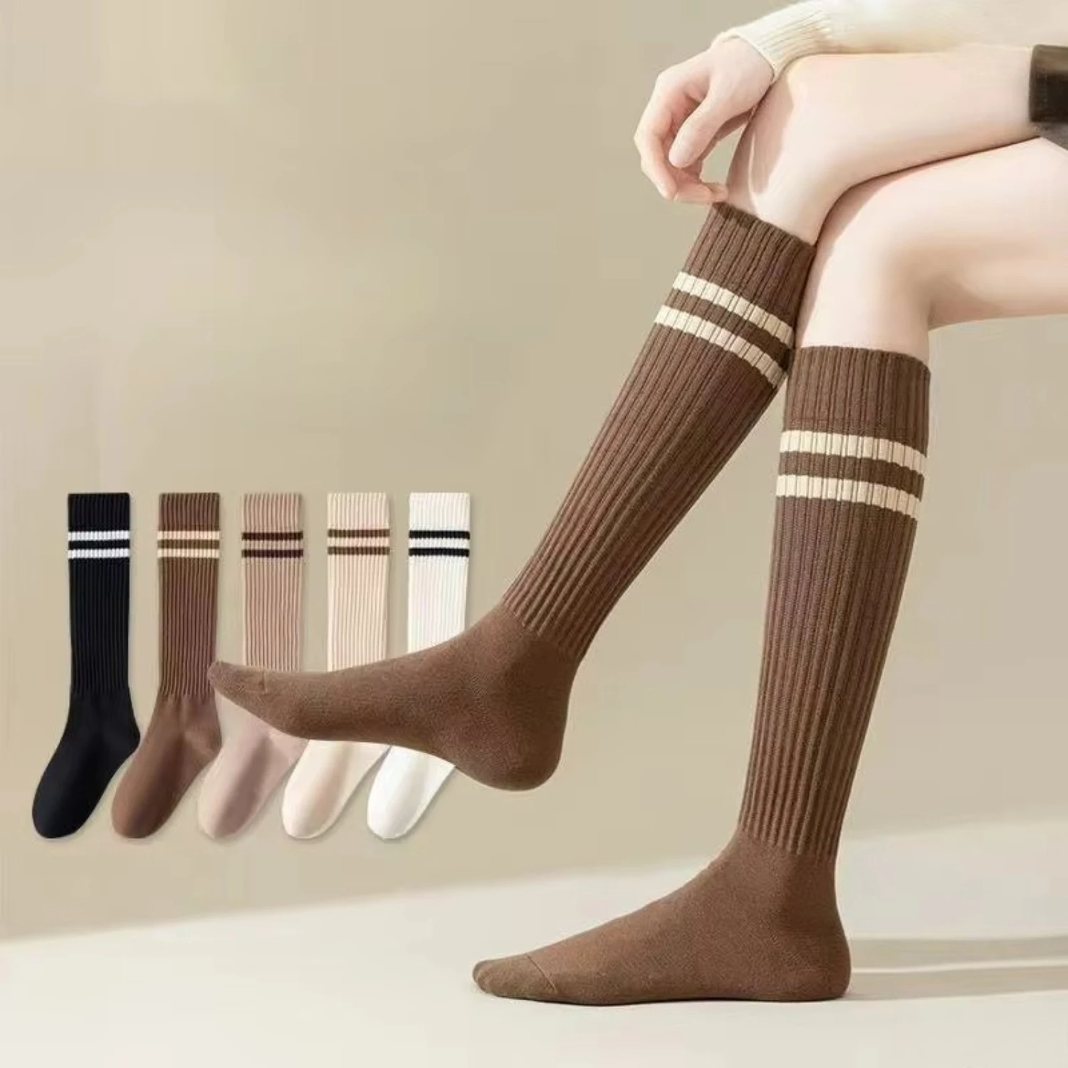 5 pairs of fashionable multifunctional women's socks, autumn and winter new stacked socks, casual and comfortable long socks.