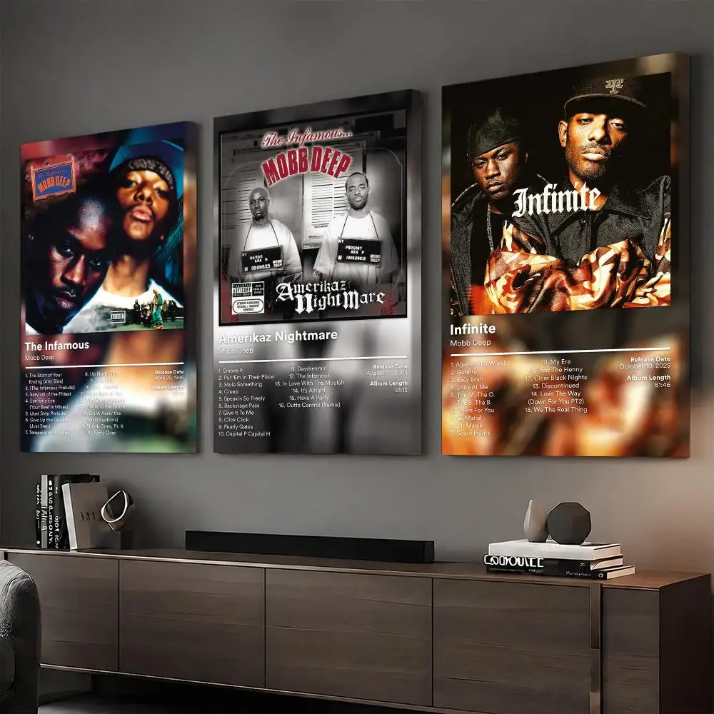 Hip-hop M-Mobb D-Deep Framed Wall Painting Ready to Hang Canvas Wall Art Poster for Bedroom Living Room Home Decor Gift