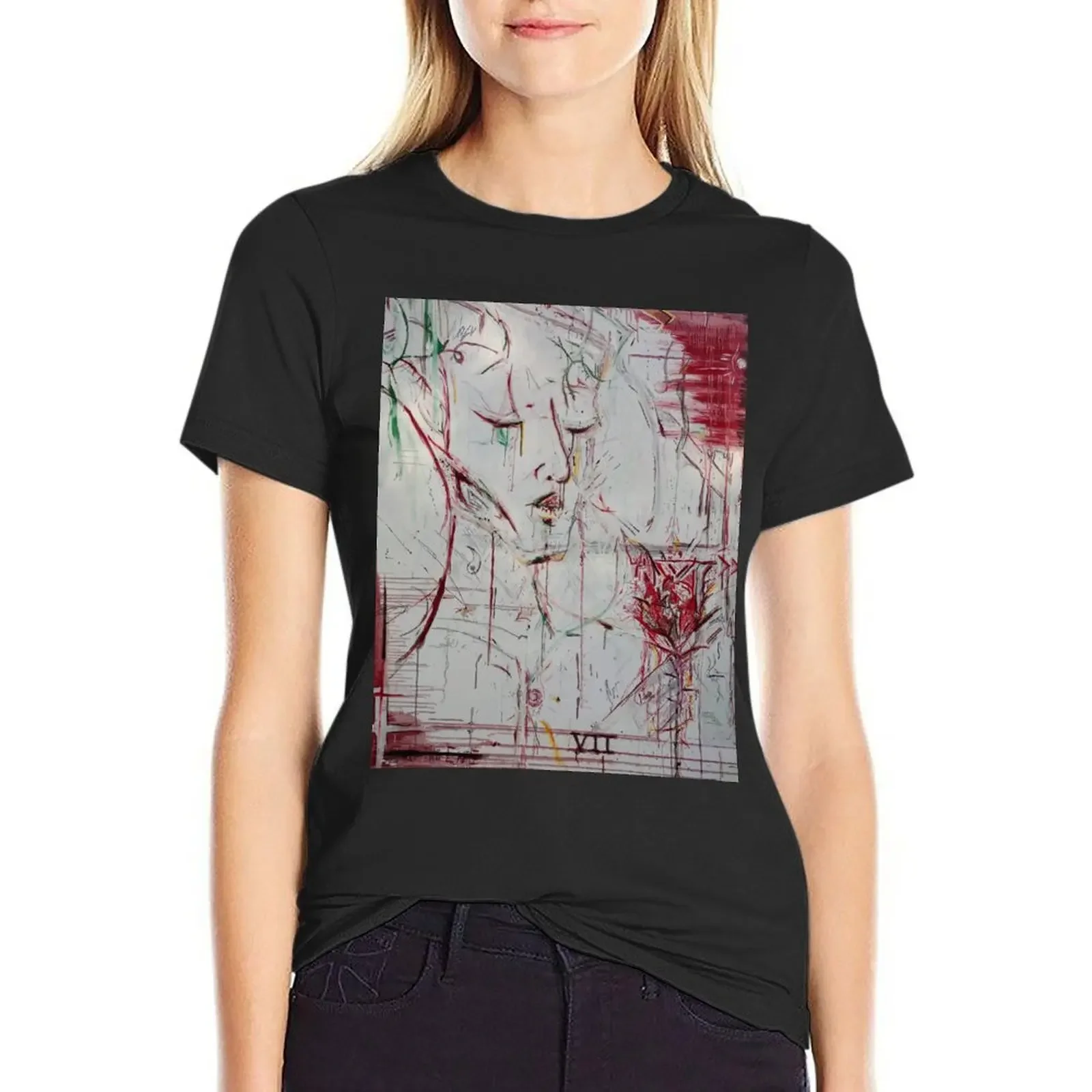

Red Roses II' - Oil Painting T-Shirt vintage clothes vintage animal prinfor animal print fashion woman blouse 2025