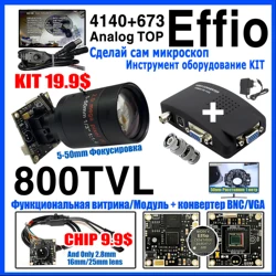 DIY Microscope SONY EFFIO CCTV CHIP Module CCD 4140+673 800TVL HD Analog CCTV Camera Complete Set Of Laboratory Metal Equipment