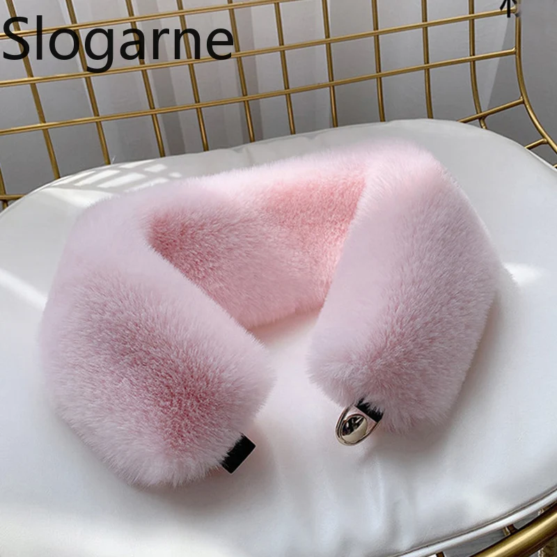 2025 New Winter Faux Fox Fur Collar Shawl Thick Warm Neck Protection Coat Hood Decor Push Fur Scarf Neckerchief Jacket Collar