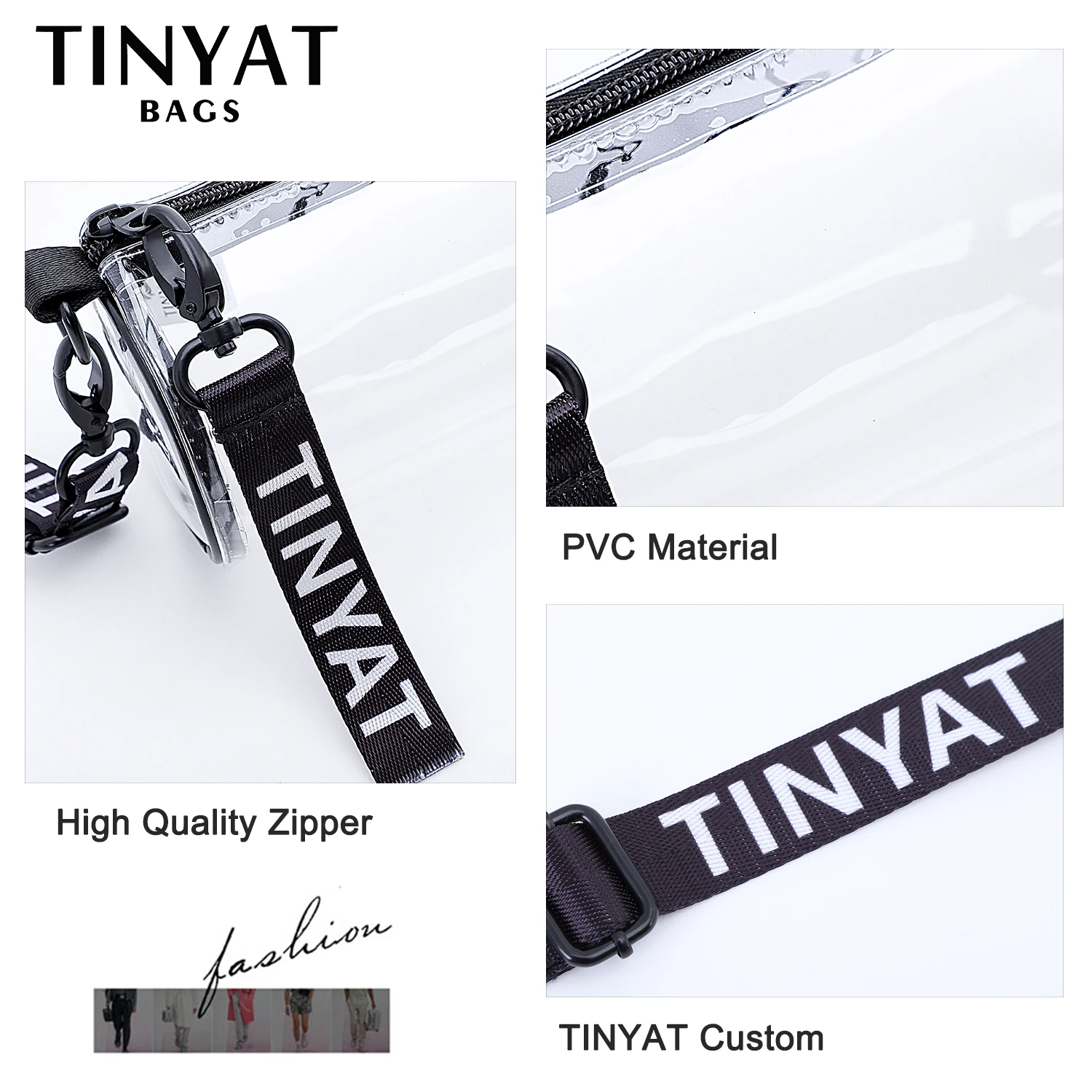 TINYAT Mini Transparent Women Shoulder Bags Waterproof PVC Clear Messenger Bags Girl Jelly Crossbody Bag Travel Female Sling Bag