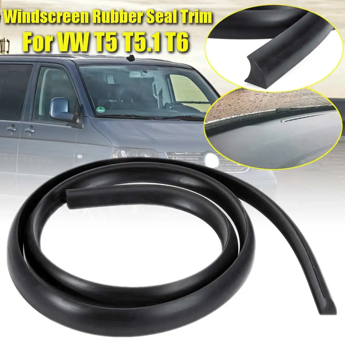 1pc Car Rubber Seal Strip Windshield Rubber Strip Windscreen Gaps Filler Mod Guard Auto Parts For VW T5 39*35*2.8cm