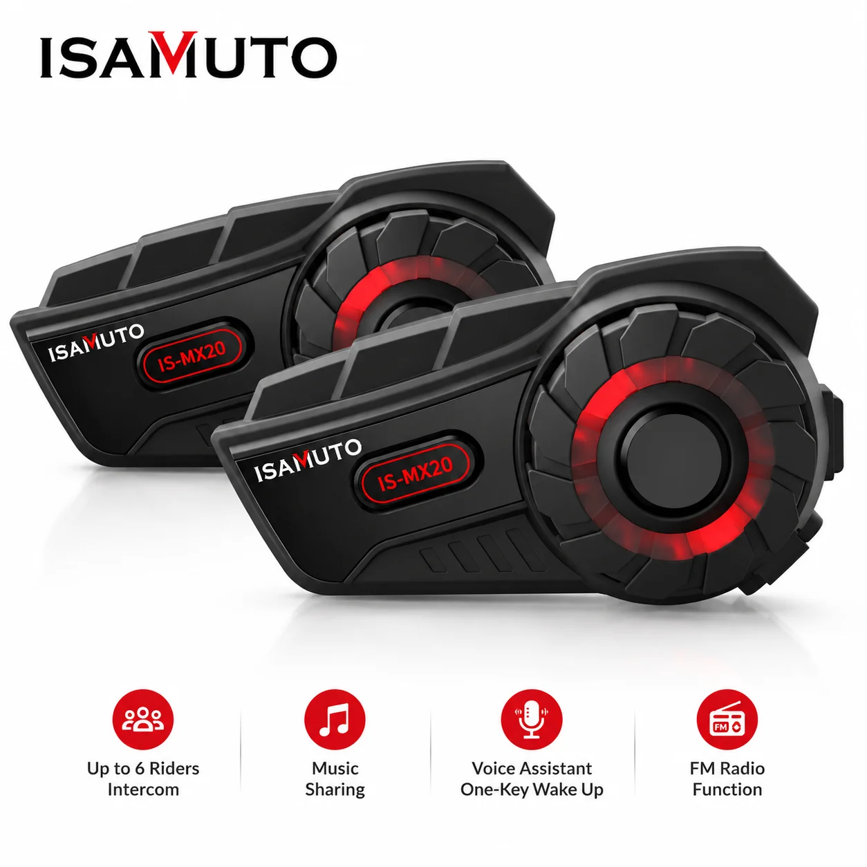 Casque de moto Mx20 avec casque Bluetooth, intercom à 6 voies, casque pour motoneige, quad, ski et moto