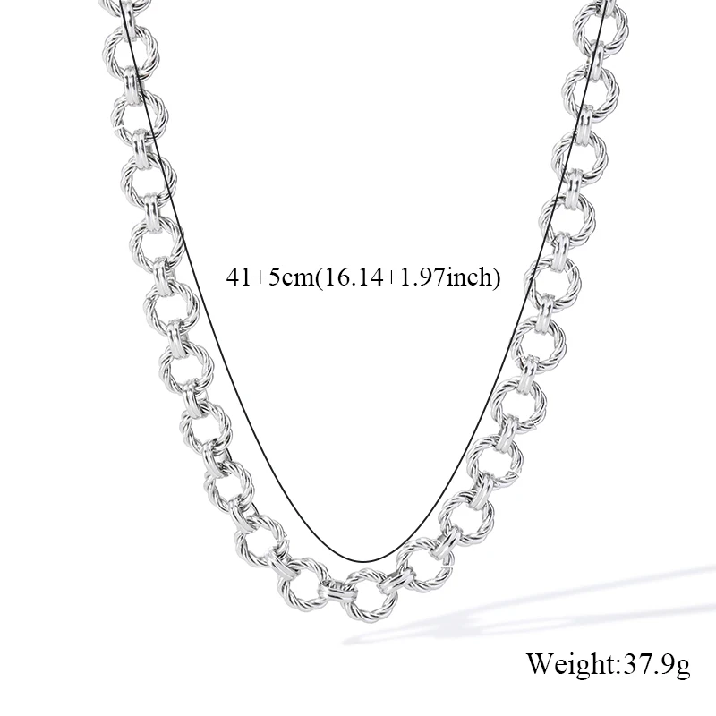 GANPUP 316l Edelstahl-Metallperlen-Kette, Choker-Halskette für Damen, trendige Textur, wasserdicht, Halskette, Schmuck, Geschenk – Detail 10