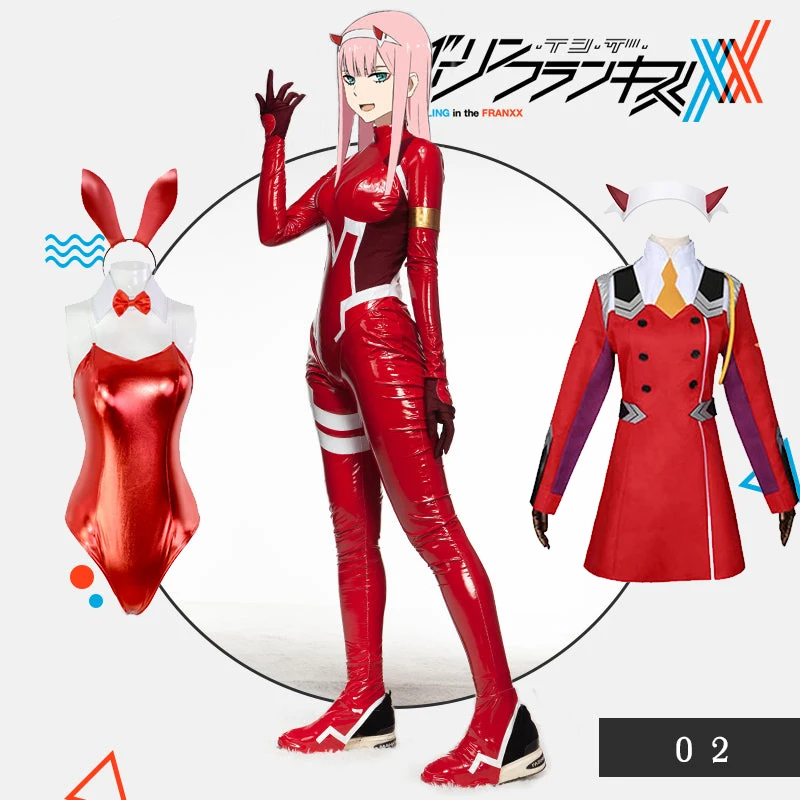 

Anime DARLING in the FRANXX Cosplay Costume Zero Two CODE:002 Bodysuit Plug Suit 3D Printing Clothing Christmas Gifts