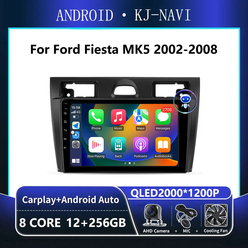 

Android 14 Carplay For Ford Fiesta MK5 2002 - 2008 Stereo Car Radio Multimedia Player GPS Navigation 2 din DSP WIFI