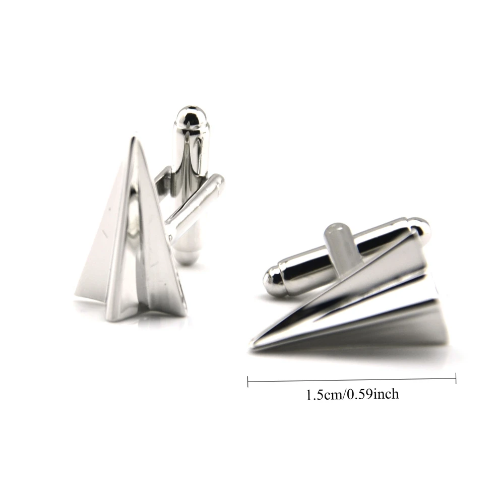 Geometric Origami Airplane Cufflink Men's Minimalist Silver Cufflinks Men's Shirt Cuff Button Banquet Cuff Nails Decoration