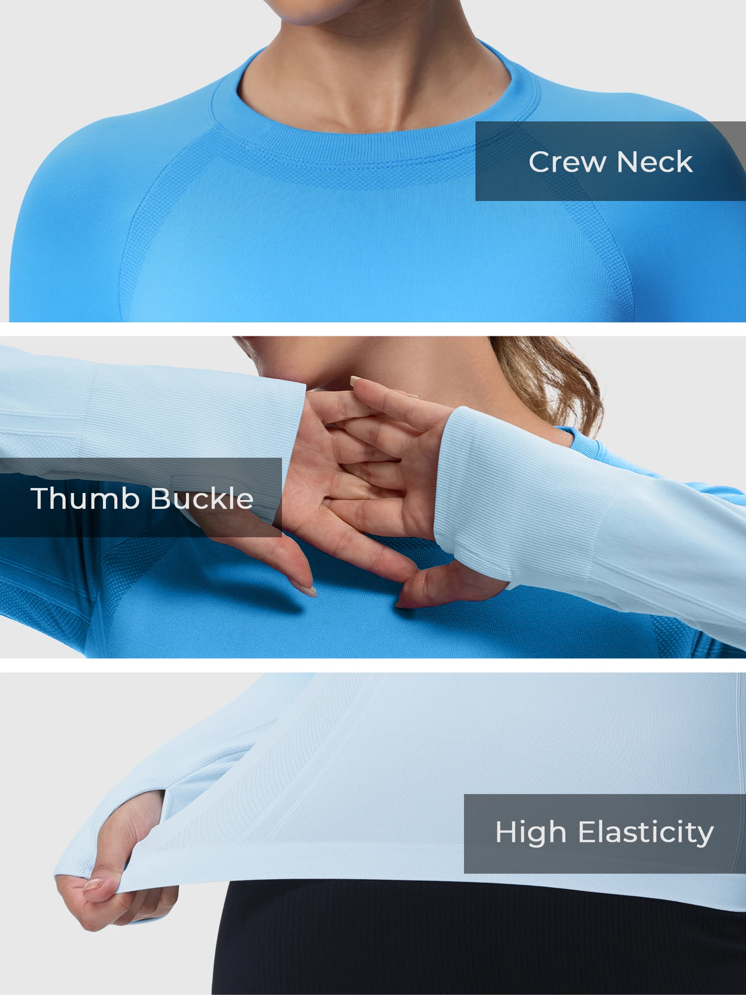 Long Sleeve Workout Tops for Women, Gradient Running Athletic Shirts, Seamless Breathable Tops with Thumb Holes