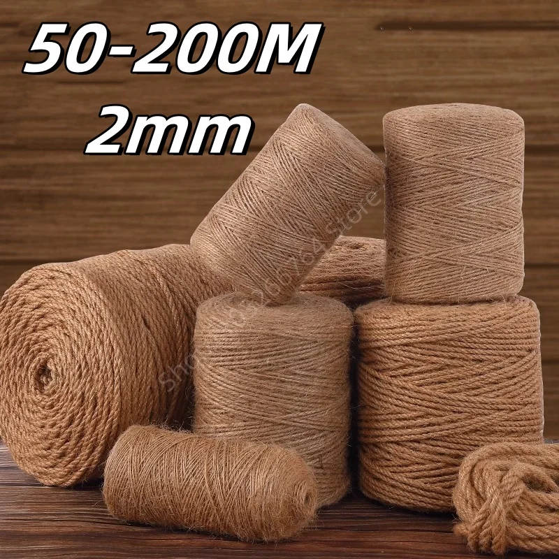 50-200 متر/لفة اللون الجوت خيوط مضفر الخيش سلاسل القنب الحبال DIY بها بنفسك حفل زفاف ديكور المنزل التفاف لوازم اليدوية