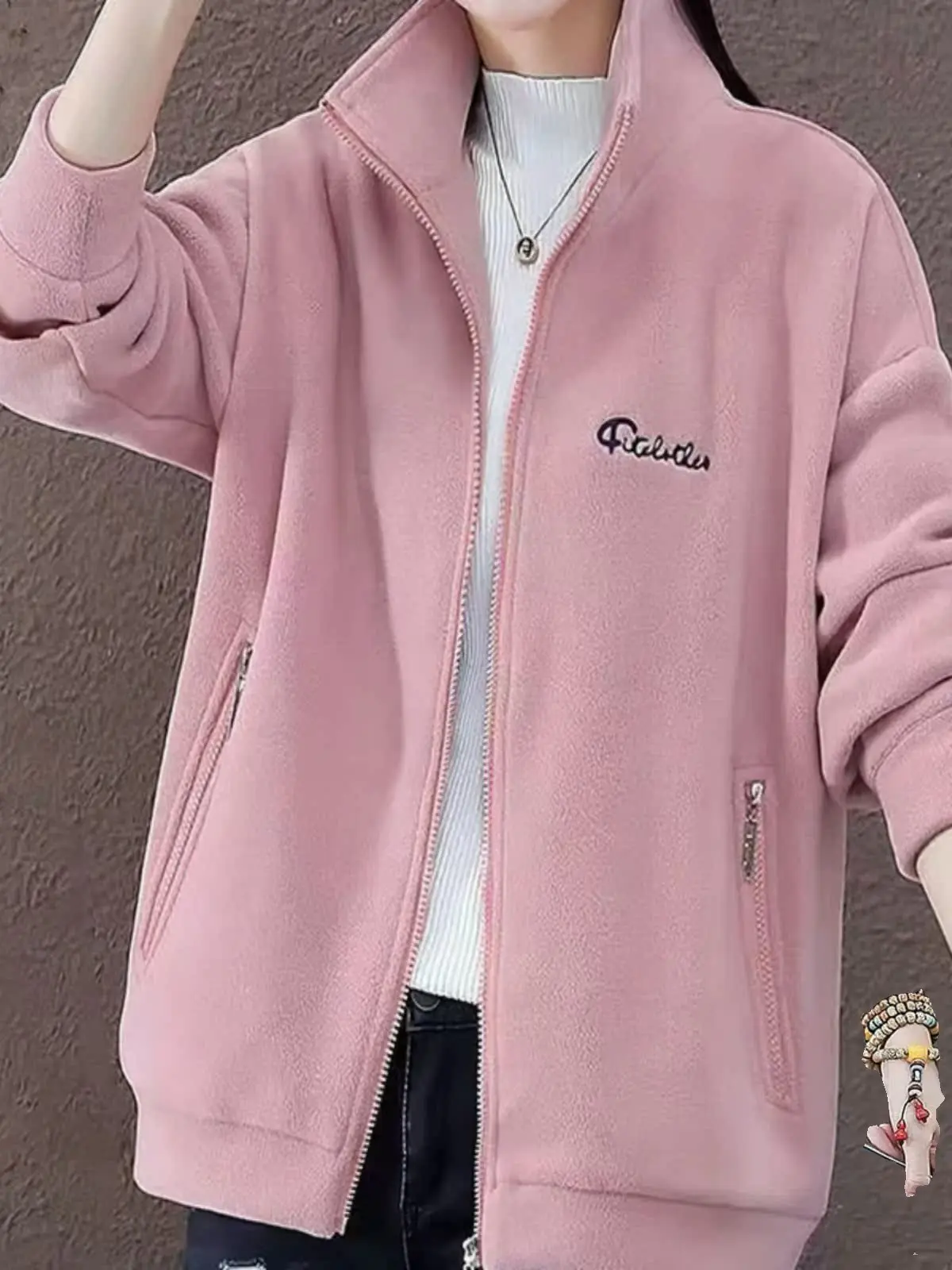 double-sided-fce-zipper-loose-coat-autumn-winter-new-sle-midlife-mom-korean-version-warm-hooded-cardigan-lapel-pin