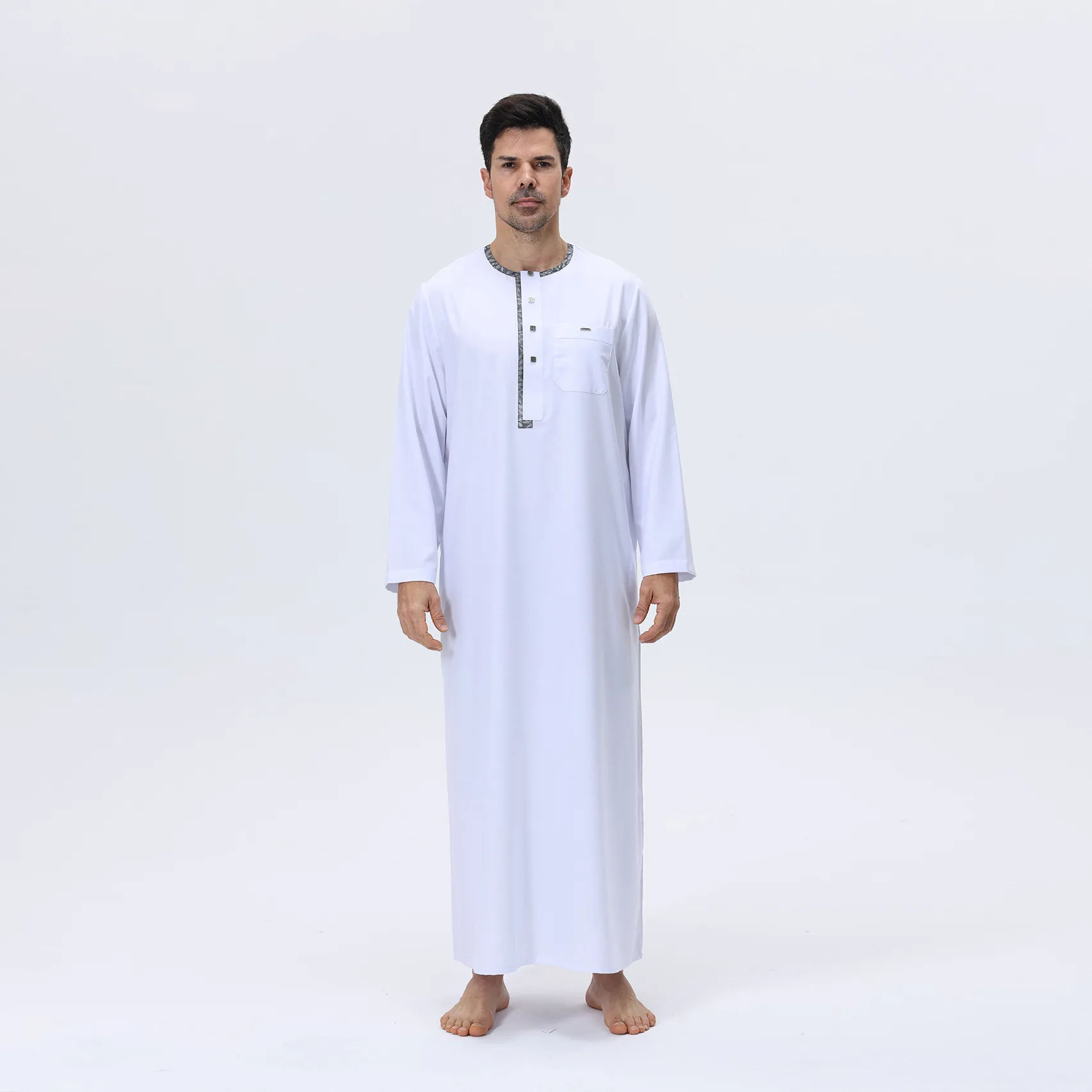 

Saudi Men Long Robe Jubba Thobe Muslim Dress Abaya Dubai Turkey Caftan Arabic Daffah Dishdasha Traditional Thoub Islam Clothing