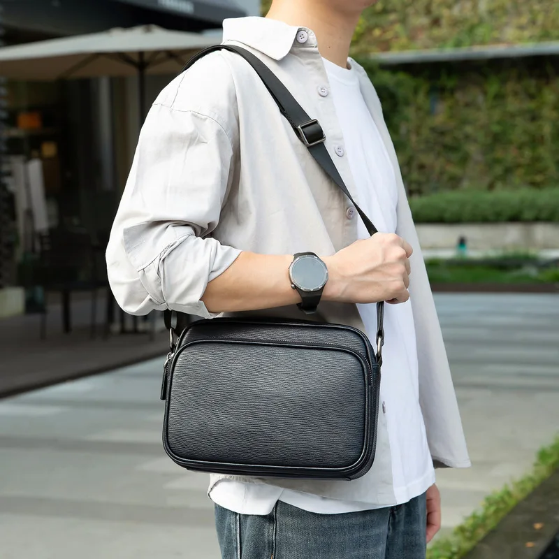 Amazon direct sale first-layer cowhide men's shoulder bag large-capacity horizontal vegetable-tanned leather men's bag