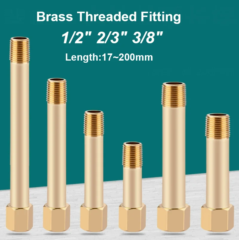 1Pcs Brass Pipe Fitting - Extend Lenght Female x Male Connector 1/2