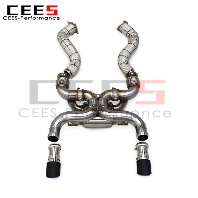 

cees Full Exhaust System for Mclaren 720S 4.0 2017-2019 Race Exhaust Straight Downpipe Normally Open Valved Catback Muffler