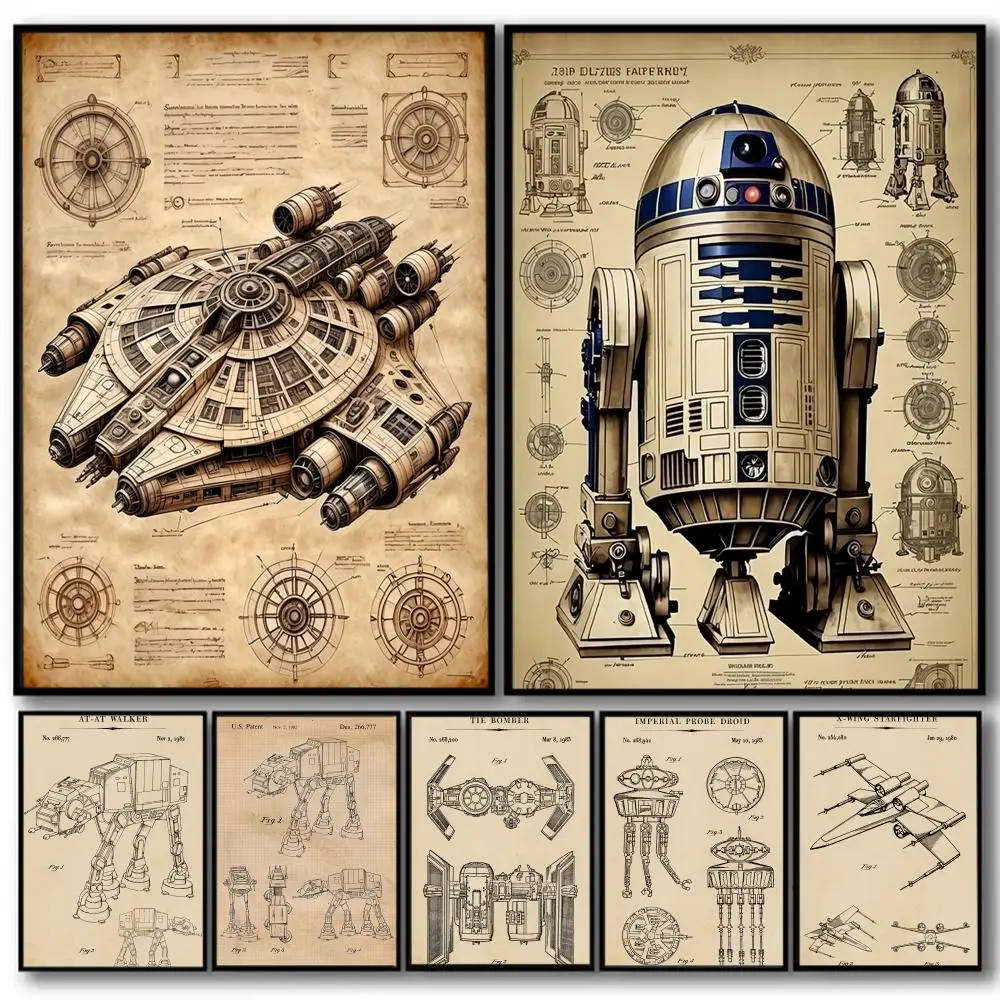 Pintura de proyecto de nave espacial, artesanía espacial, caligrafía, lienzo de algodón de alta calidad, póster, arte de pared para decoración de sala de estar y casa