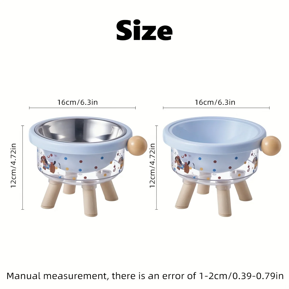 مجموعة وعاء طعام ومياه مائل للقطط مضاد للقيء، وعاء طعام للكلاب من الفولاذ المقاوم للصدأ مع قاعدة، أوعية تغذية للحيوانات الأليفة غير قابلة للانزلاق #3