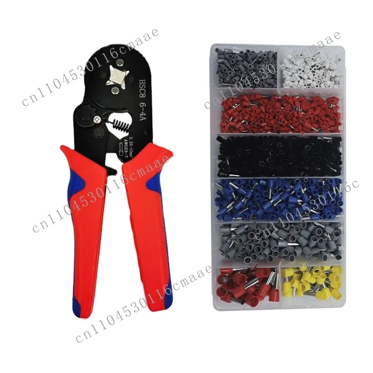 

Suitable for 6-4A + 1200PCS Steel Insulated Crimping Clamp Set Red Blue Handle Terminal HSC8 Hand Tool Tubular Terminal Crimping