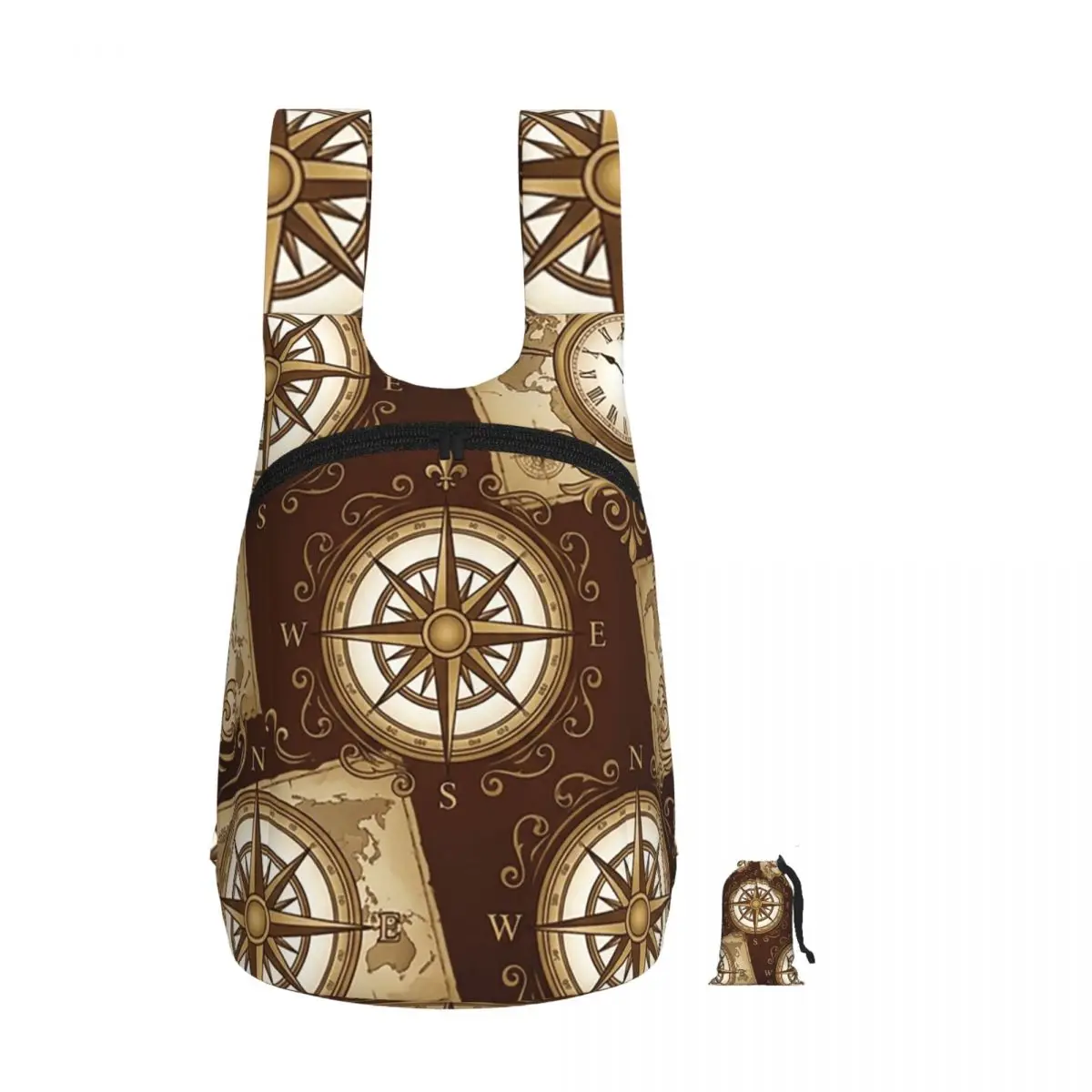 Nautical Compass And Pocket Watch Backpack Student Storage BookBag Kids School Bag Laptop Shoulder Bags for Boys Girls