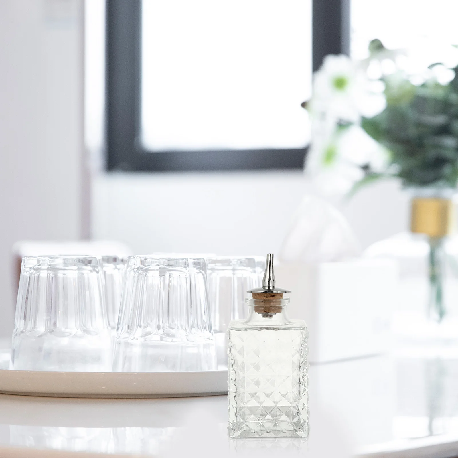 90 مللي زجاجة الأفسنتين الزجاجية مكعب الملمس غطاء مثالي للويسكي الفودكا الخمور زخارف للحانات خلط المشروبات موزع #1