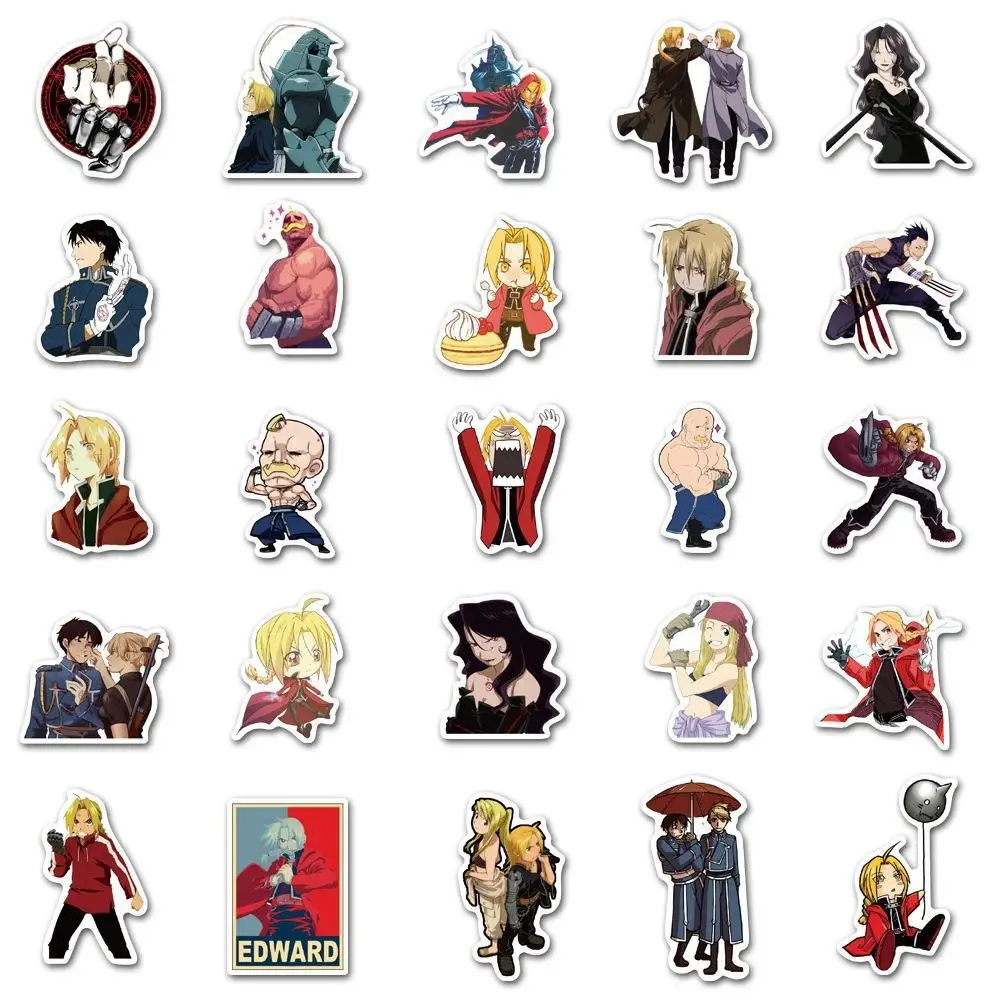 50pcs Fullmetal Alchemist Graffiti Sticker DIY Luggage Notebook Water Cup Stickers Decoration Supplies