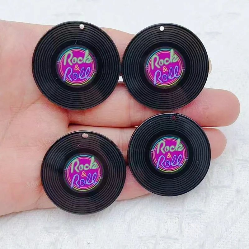 10pcs Music Acrylic Earring Charms Funny Magnetic Tape Pendant For Keychain Diy Jewelry Make
