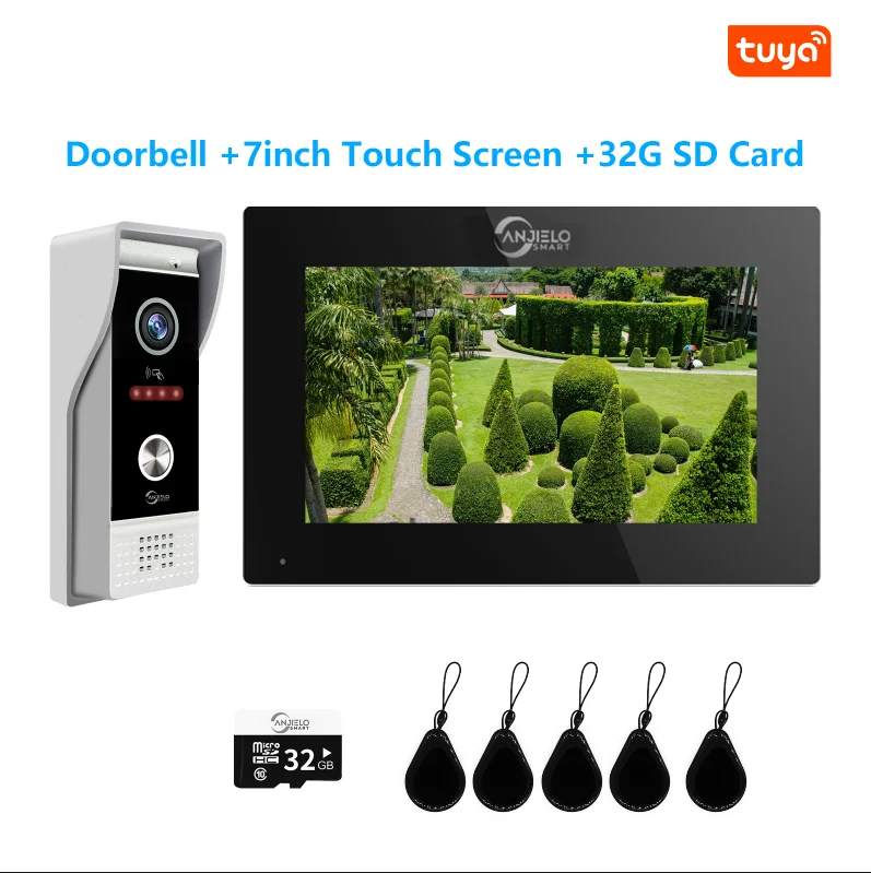 1080P 7 inch  Wifi Video Doorbell Intercom Tuya Smart Home Wireless Doorphone RFID Access Control System for Villa Apartment