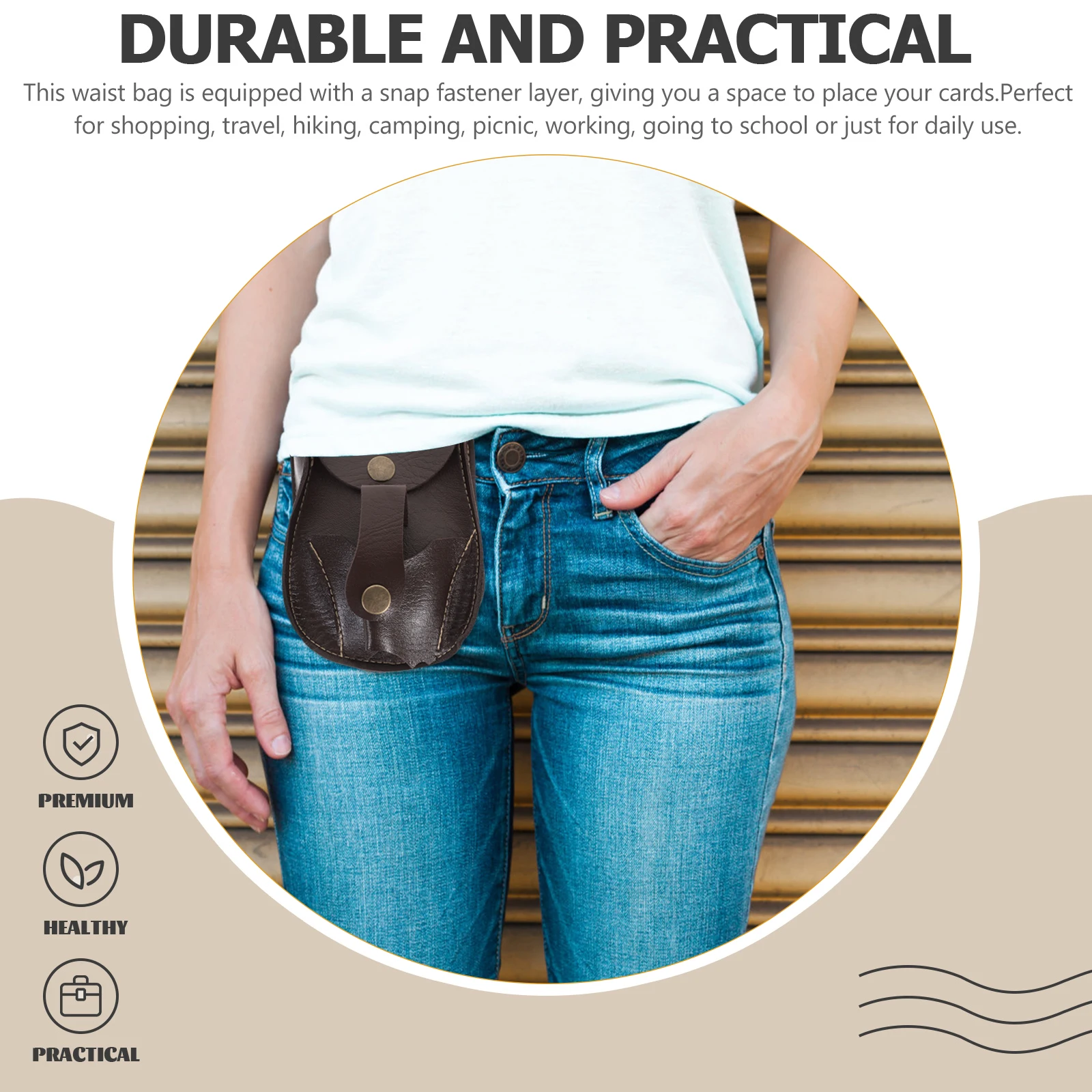 

2Pcs Sports Waist Pouch Copper Material Metal Buckle Outdoor Sports Multi-Function Storage Bag