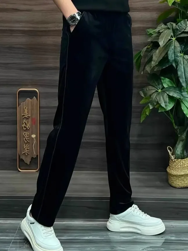 

Новинка: Мужские универсальные комфортные бархатные повседневные брюки Sli Haome Simple Fashion High-End Trend Straight Leg