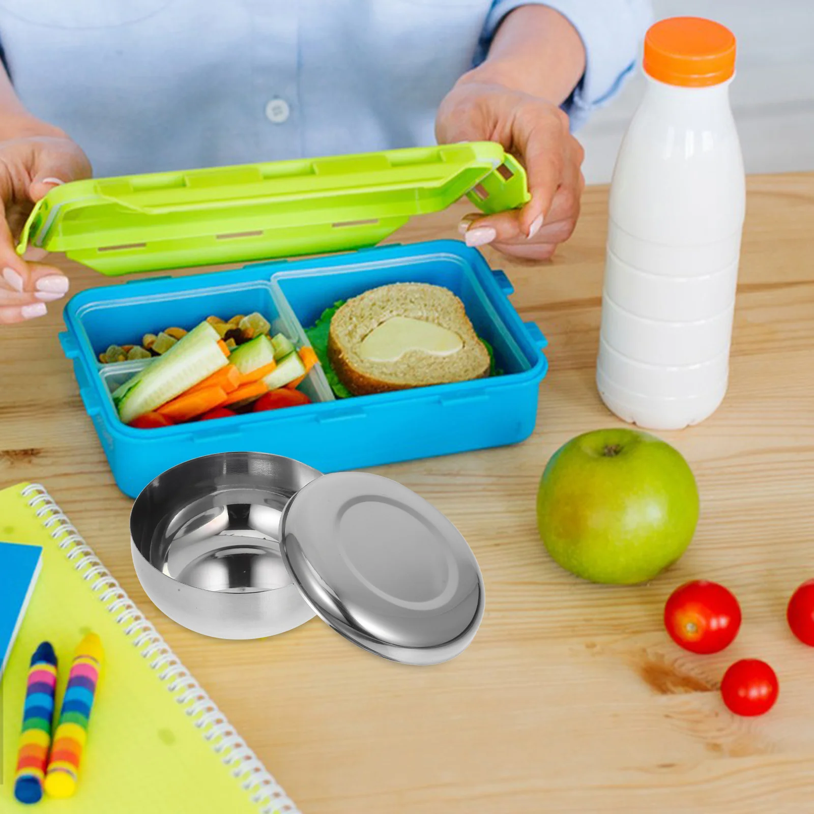 وعاء أرز من الفولاذ المقاوم للصدأ مع غطاء وعاء حساء معزول على الطراز الكوري حاوية حرارية مزدوجة الجدار لسلطات المعكرونة #2