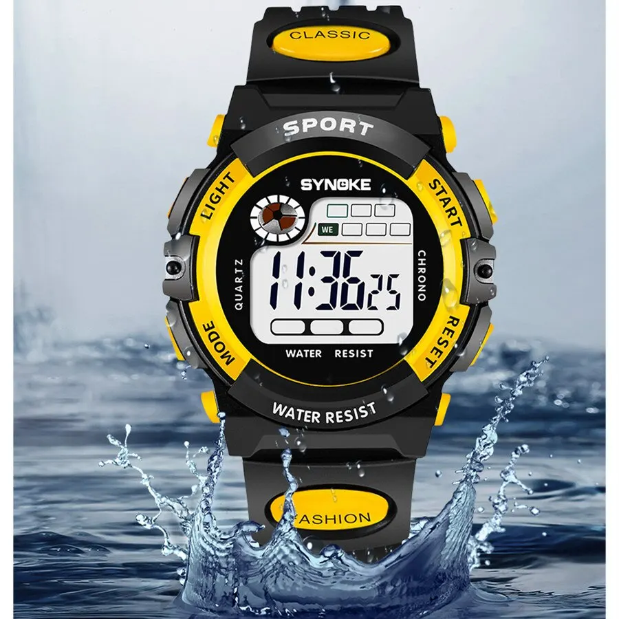 SYNOKE Multifunctional Night Student Children Electronic Watch Sports Waterproof Boy Electronic Watch Waterproof Light Fashion