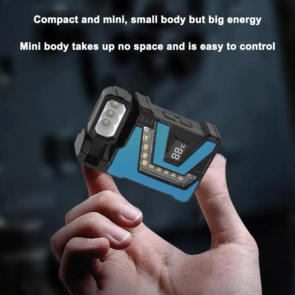 EDC Rotatable Work Light Ultra Bright LED Flashlight Outdoor Emergency Power Display Rechargeable Multi Functional Lighting Tool