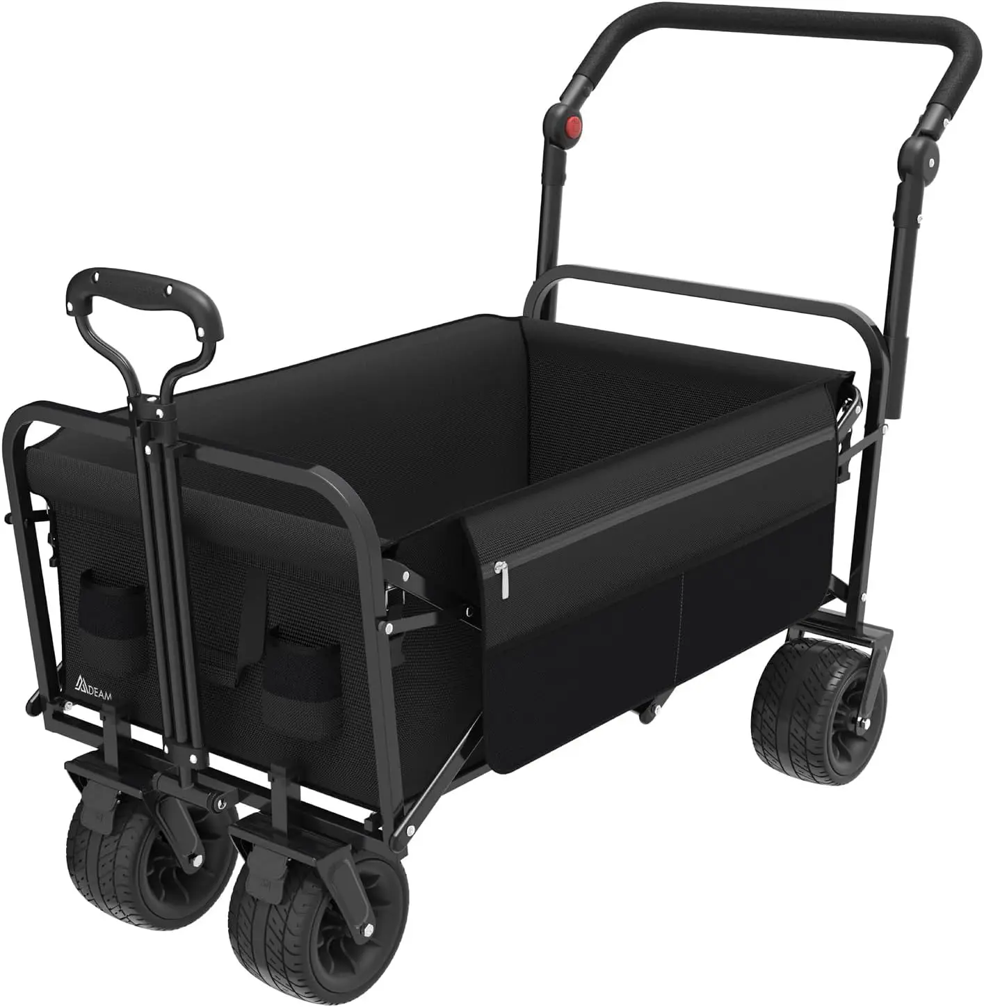 

MDEAM Collapsible Folding Wagon Heavy Duty Foldable Wagons Carts Large Capacity utility with All Terrain Wheel,Push Pull Handle