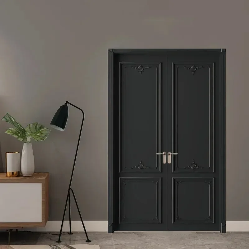 French double door, multi-layer solid wood paint, indoor bedroom door, solid wood swing door