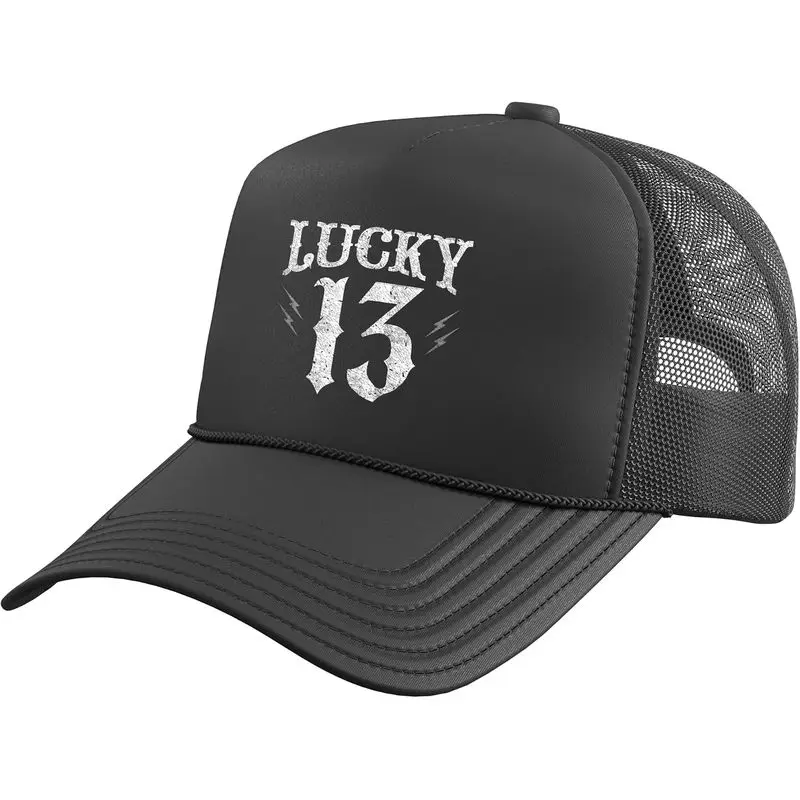Number 13 Lucky Trucker Hat with Adjustable Mesh Back