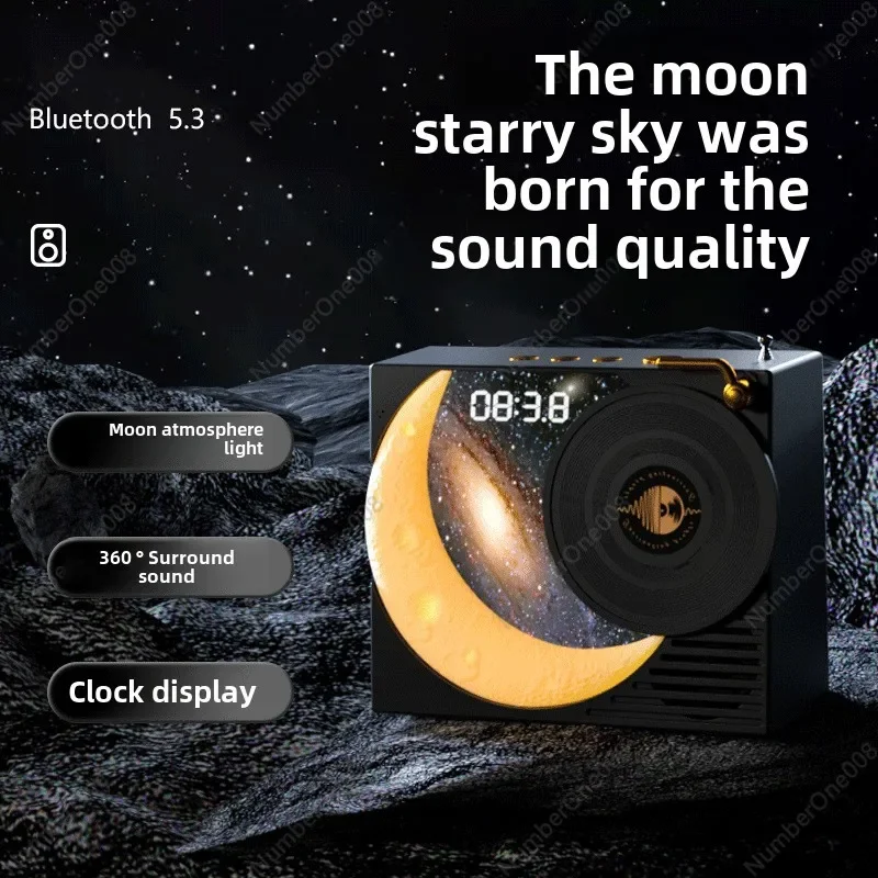 Heartthrob Retro Moon Star Clock Vinyl Bluetooth Speaker Record Player Creative Gift Radio Small Stereo