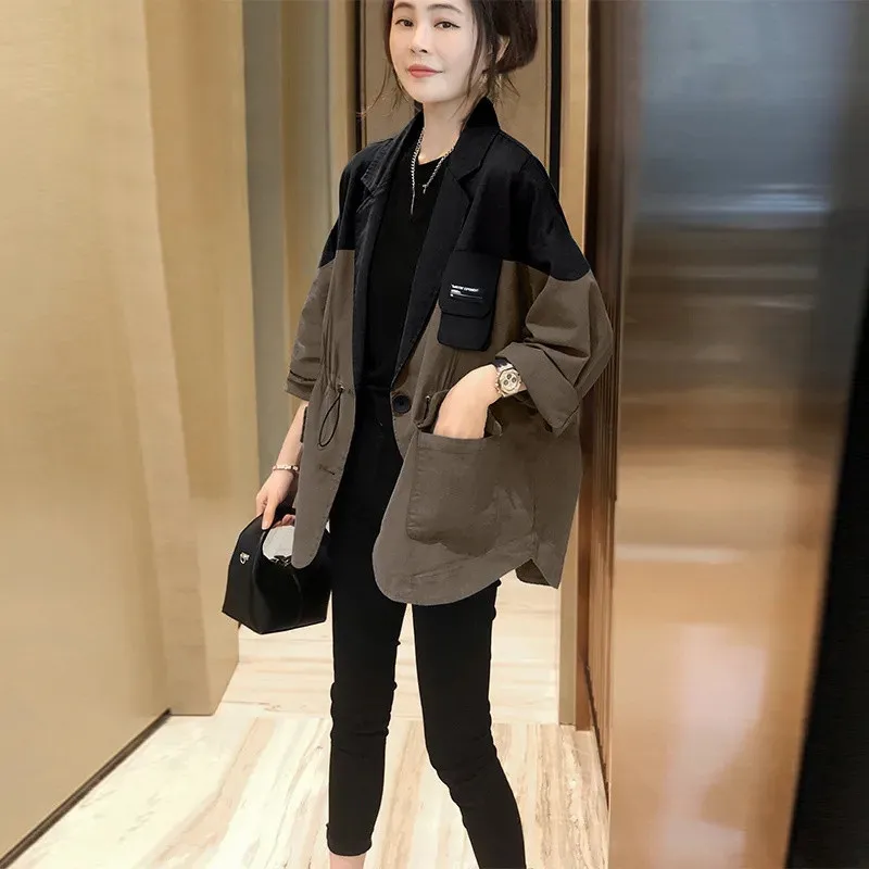 Splicing Small Suit Jacket Women With Sense High-End Design Small Figure Fashionable Casual 2023 Spring Wear New European Goods