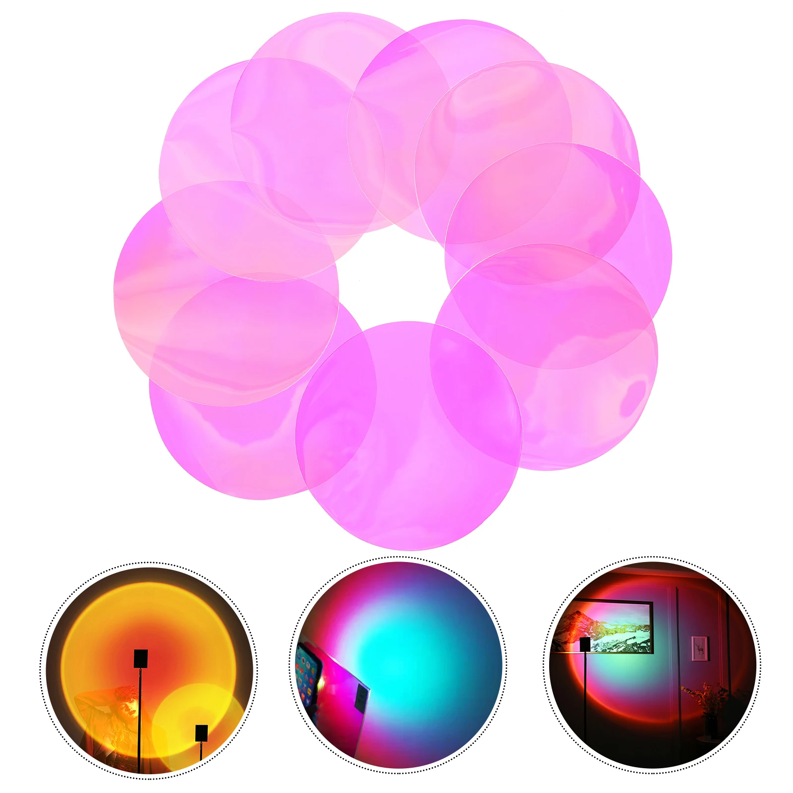 

10 Pcs Sunset Ambient Light Film Color Changing for Lights Multicolor Colored Filter Transparent The Pet Flash Orange