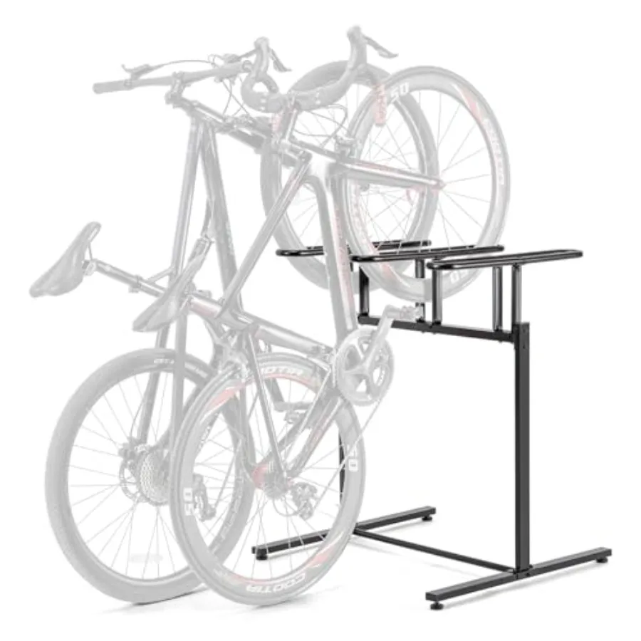 

Indoor/Outdoor Bike Storage Rack for Mountain, Road Hybrid Bikes Steel, Black Holds 3 Bikes with Wheels up to 2.4