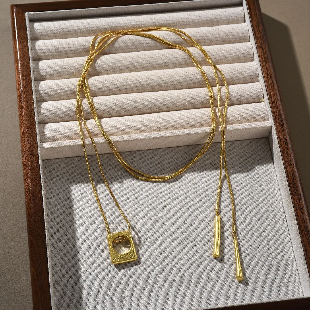 New Fashion Simplicity Gold Silver Long Pendant Necklace Women Jewellery Trend