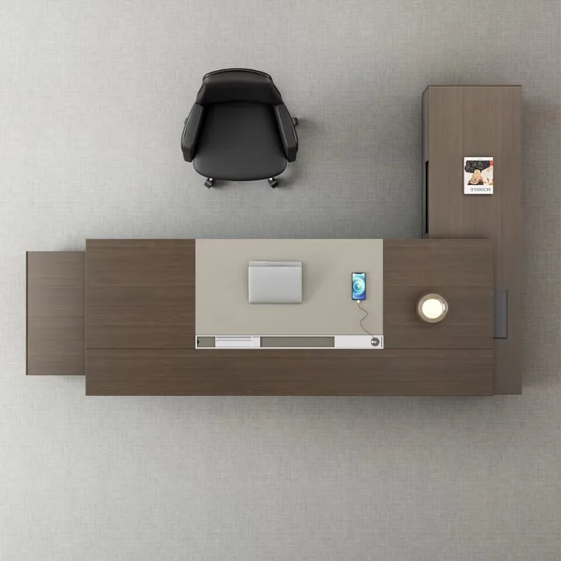 تخصيص الحديثة قابل للتعديل ارتفاع أسود مكتب Ceo L على شكل أثاث المكاتب الخشبية مكتب مكتب Ceo