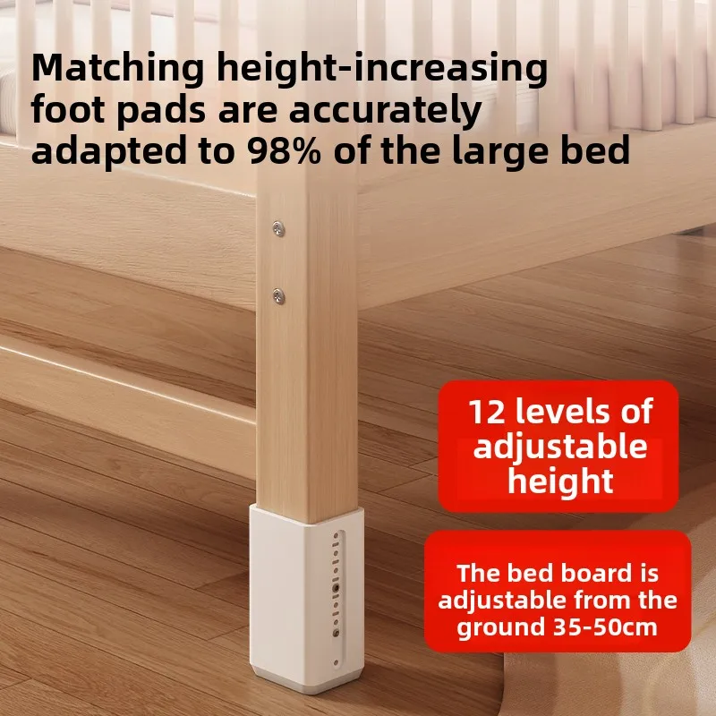 Massief houten kinderbed, beukenhouten splitbed, verbreed klein bed splitbed, hefleuning, wieg