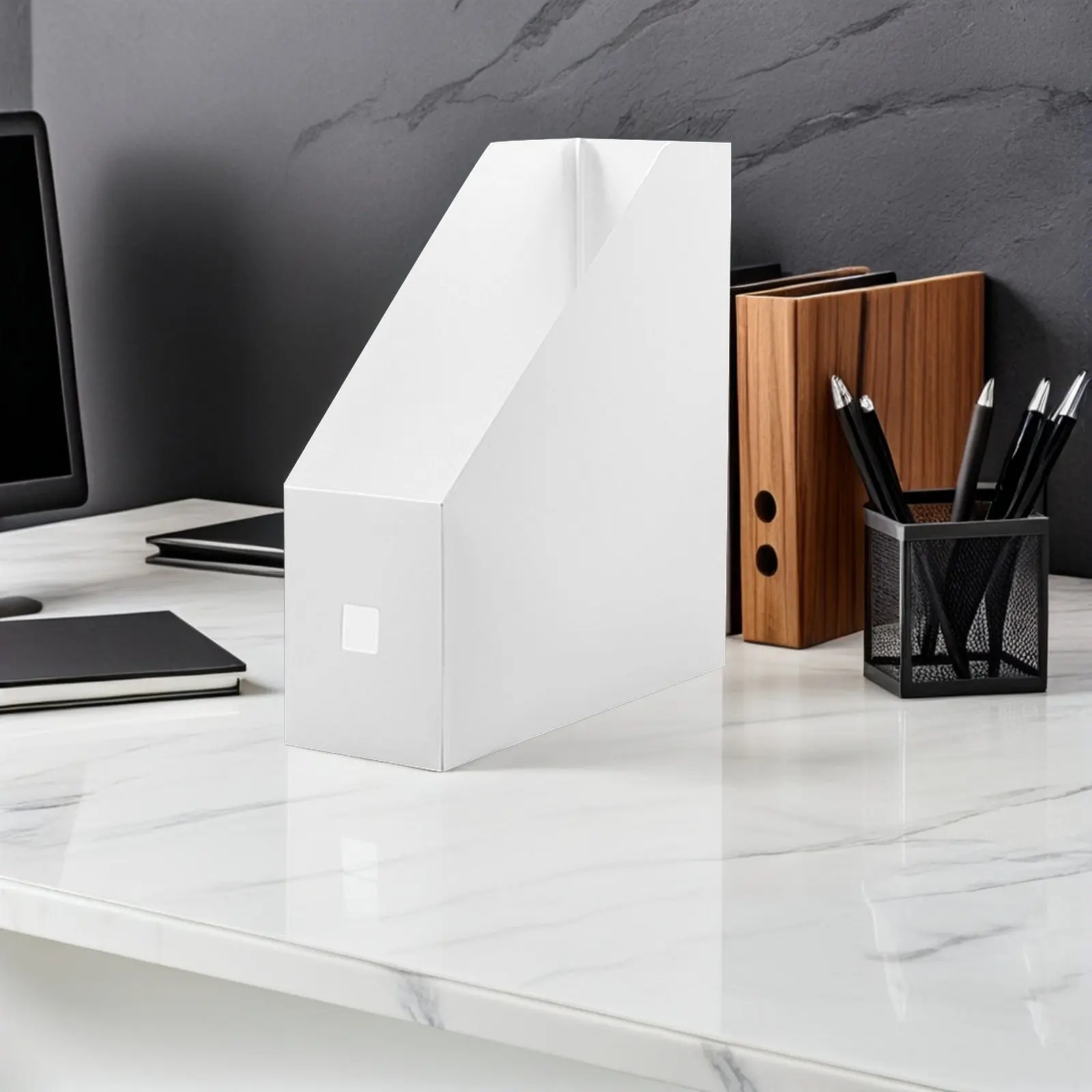 3Pcs Plastic File Holder Set Desktop Document Organizer Box for Magazines Catalogs Reports Files Office Desk Storage File Folder