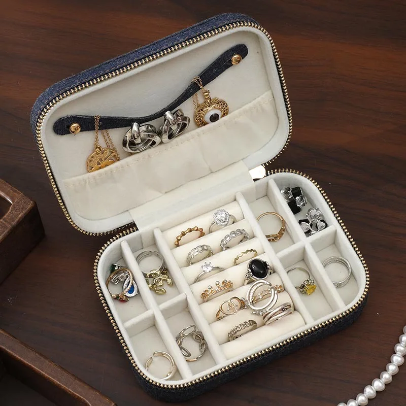 جديد مجوهرات حقيبة التخزين حلقة قلادة أقراط أقراط صندوق مجوهرات المحمولة الغبار واقية ومضادة للأكسدة صندوق مجوهرات